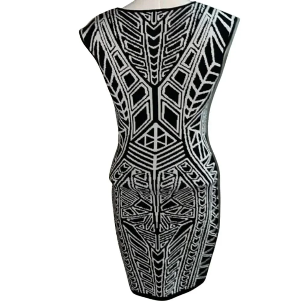 NWOT! Arden B Geometric Print Jacquard Sweater Bodycon Dress – RETRO 90's SM $99 - Picture 7 of 8